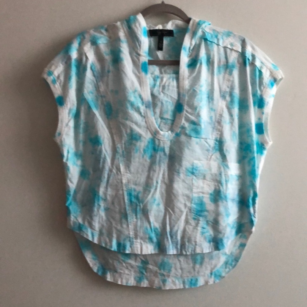 JESSICA SIMPSON Tye Dye Hoodie Top | Blue & White